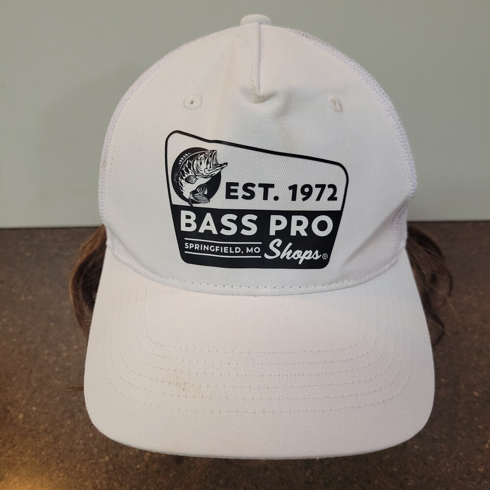 Bass Pro Shops Trucker Hat Mens One Size White Stretch Fit Fishing Campcore Cap
